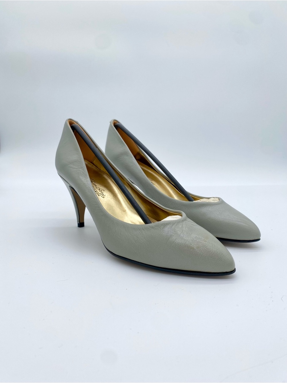 Deadstock‎ Vintage Gray Leather Pumps - Women